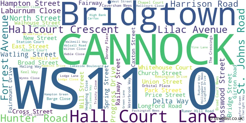 A word cloud for the WS11 0 postcode
